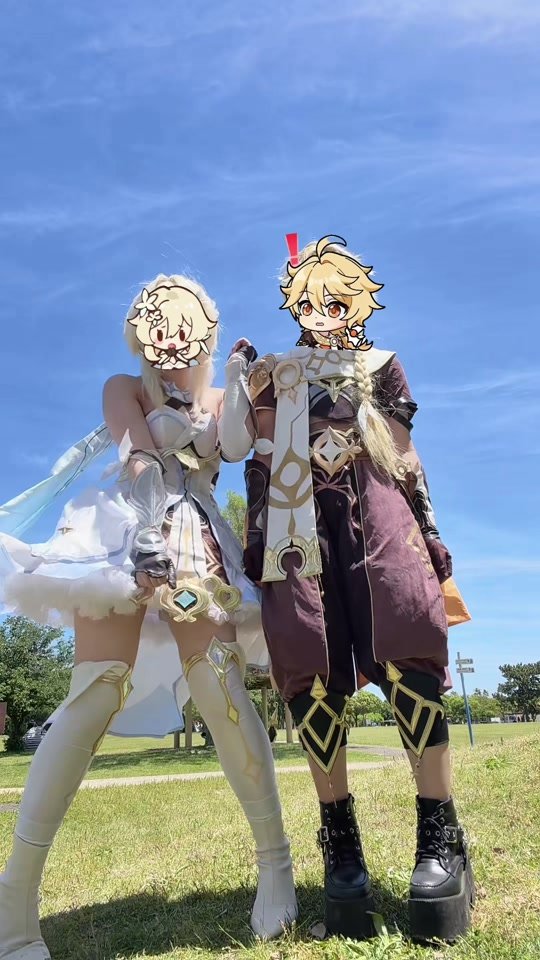 騒がしい妹と巻き込まれ兄 @みに。 #原神コスプレ #蛍コスプレ#空コスプレ#旅人コスプレ#おすすめ