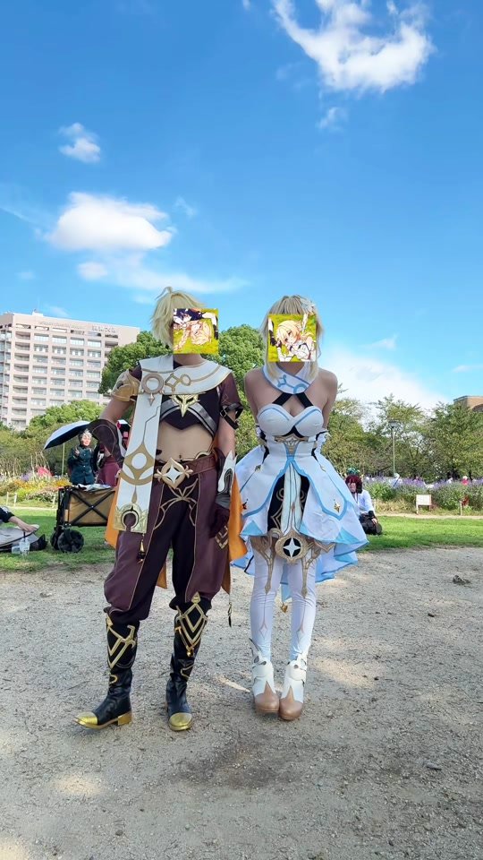 旅の途中でお兄ちゃんと踊ったんだよ〜✨ 空@愛好家  #アコスタ鶴舞 #原神コスプレ #蛍コスプレ #空コスプレ #cosplay